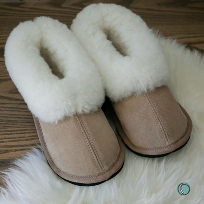 Cosy Shepherd Slippers | Stone | Suede & Sheepskin