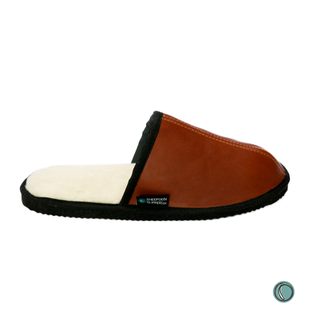 Mule Binding Collar Slippers | Slip-On | Gingerbread | Leather & Sheepskin