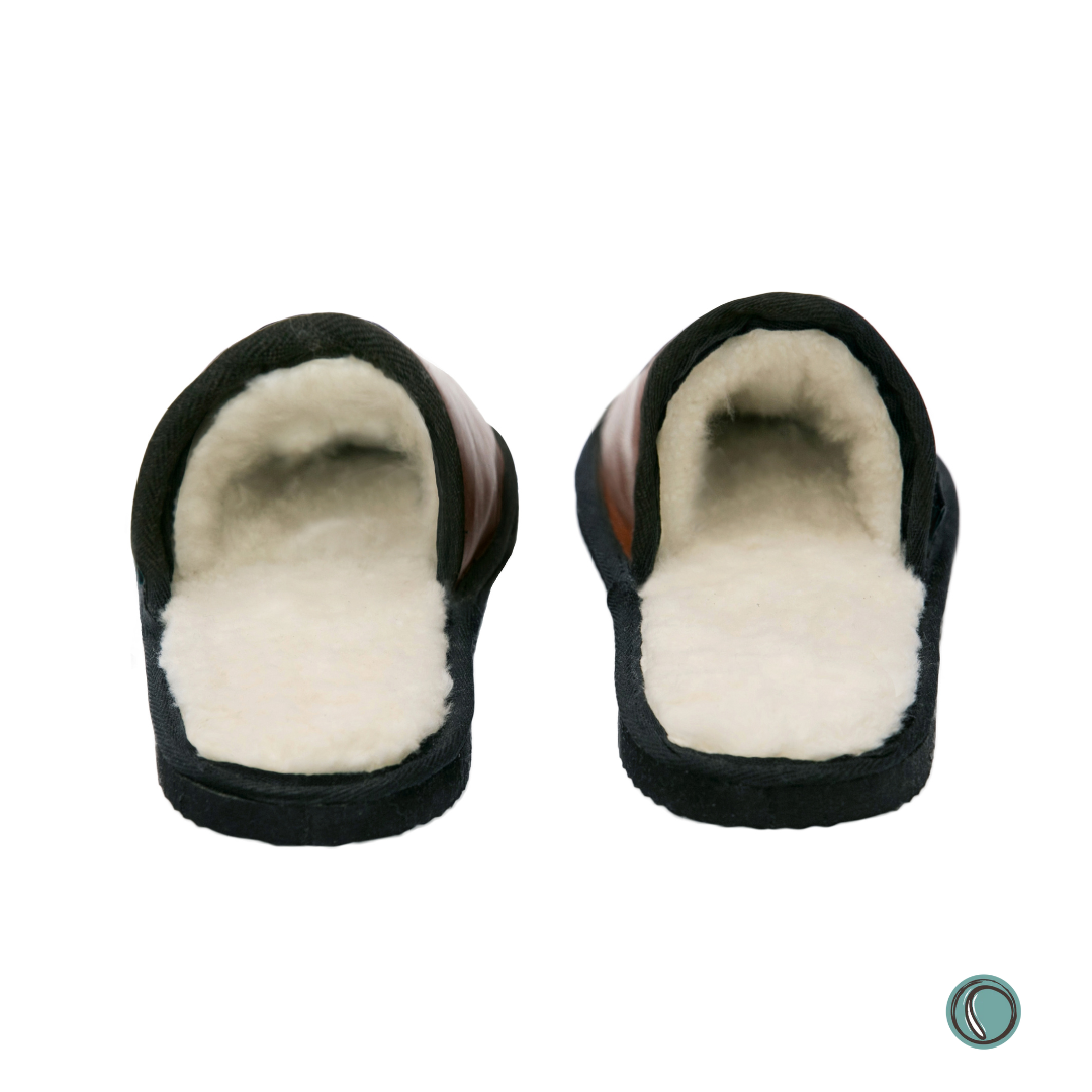 Mule Binding Collar Slippers | Slip-On | Gingerbread | Leather & Sheepskin