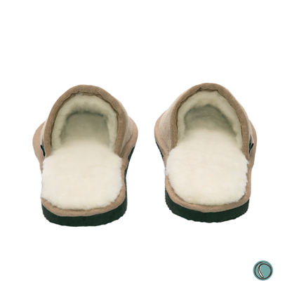 Mule Binding Collar Slippers | Slip-On | Stone | Suede & Sheepskin