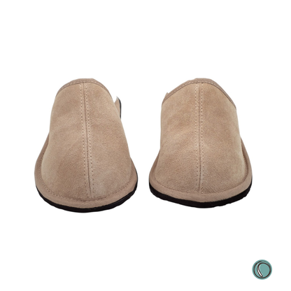 Mule Binding Collar Slippers | Slip-On | Stone | Suede & Sheepskin