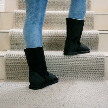 Hugg Boots | Mid-Calf | Black | Sheepskin & Suede Boots | MADE TO ORDER