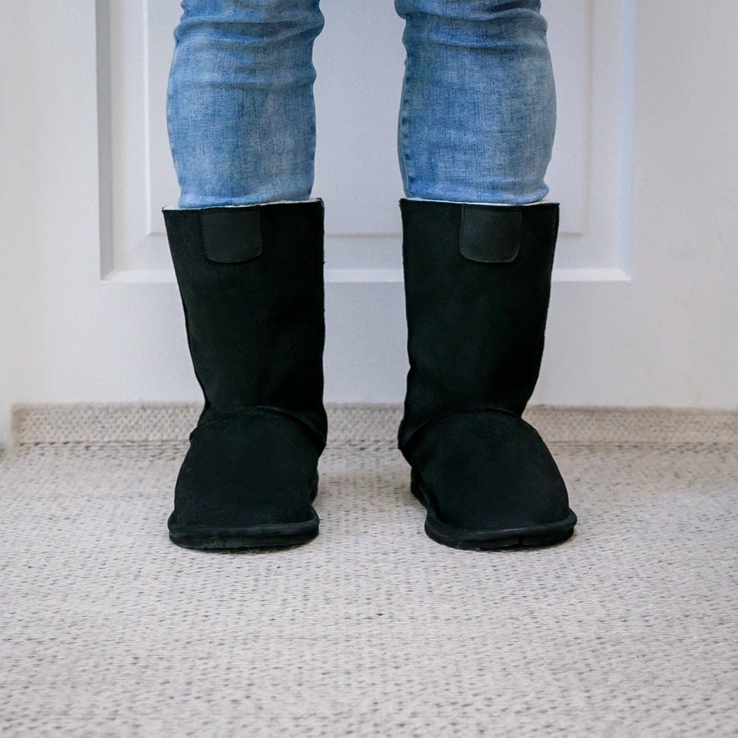 Hugg Boots | Mid-Calf | Black | Sheepskin & Suede Boots | MADE TO ORDER