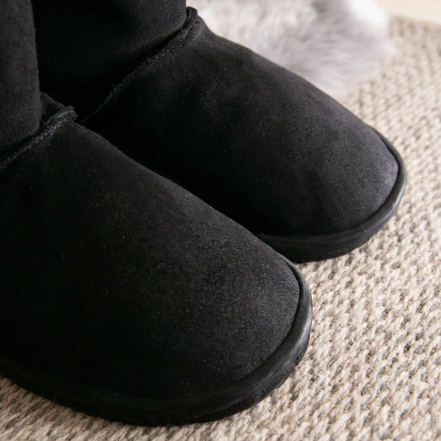 MADE TO ORDER | Hugg Boots | Mid-Calf | Black | Sheepskin & Suede Boots
