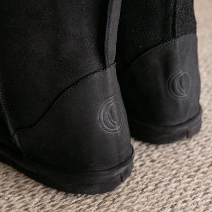 MADE TO ORDER | Hugg Boots | Mid-Calf | Black | Sheepskin & Suede Boots
