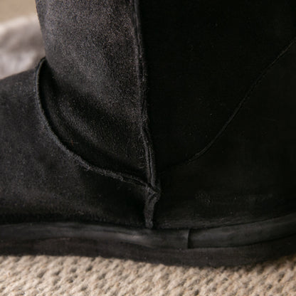 MADE TO ORDER | Hugg Boots | Mid-Calf | Black | Sheepskin & Suede Boots