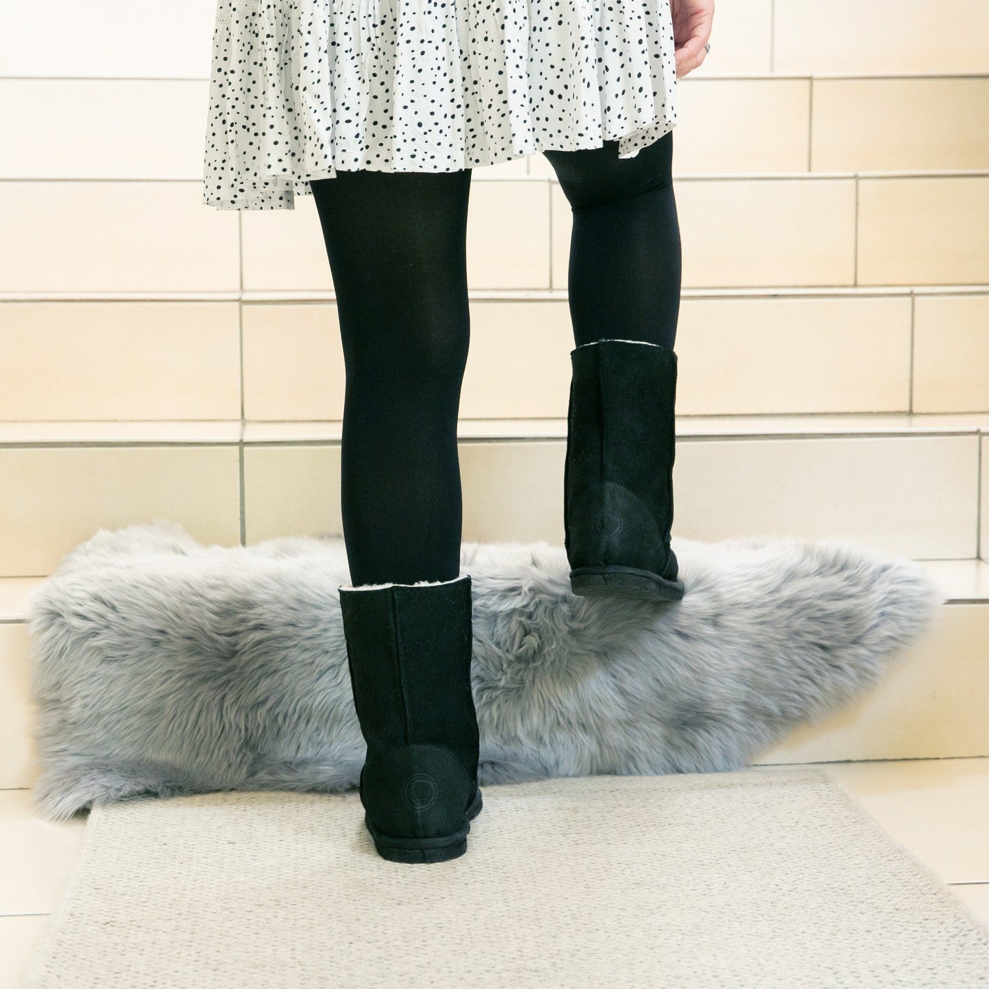 Hugg Boots | Mid-Calf | Black | Sheepskin & Suede Boots | MADE TO ORDER