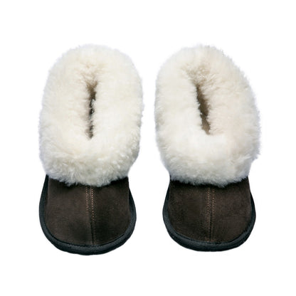 Cosy Shepherd Slippers | Chocolate | Suede & Sheepskin