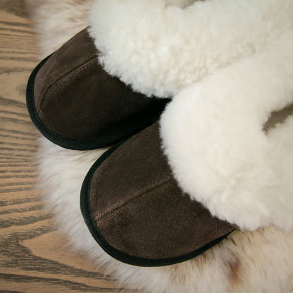 Cosy Shepherd Slippers | Chocolate | Suede & Sheepskin