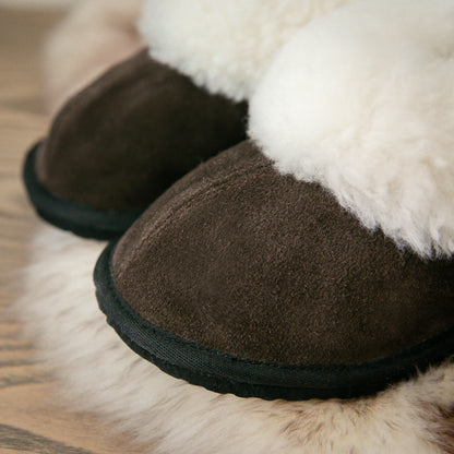 Cosy Shepherd Slippers | Chocolate | Suede & Sheepskin