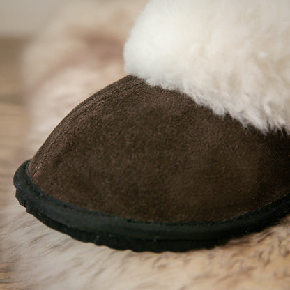 Cosy Shepherd Slippers | Chocolate | Suede & Sheepskin