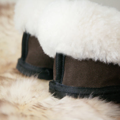 Cosy Shepherd Slippers | Chocolate | Suede & Sheepskin