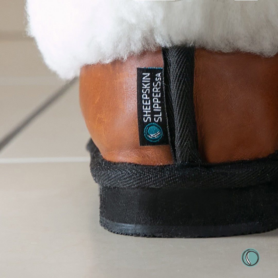 Sale | Size 6 | Cosy Shepherd Slippers | Non-Slip TPU Sole | Gingerbread | Sheepskin & Leather