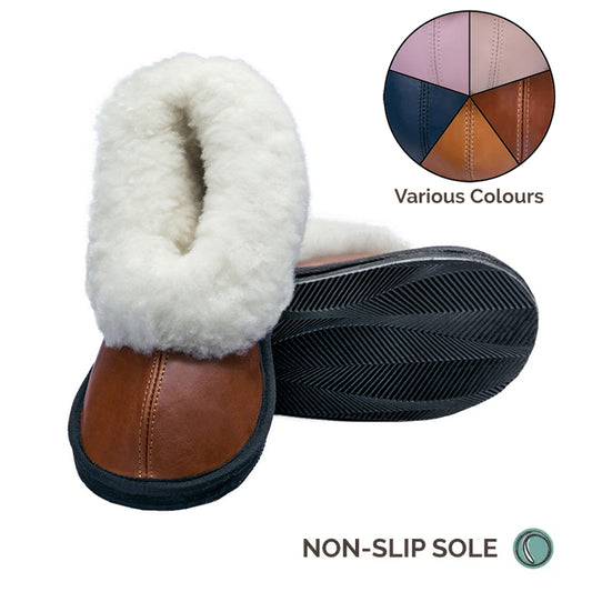 Cosy Shepherd Slippers | Non-Slip TPU Sole | Sheepskin & Leather | MADE TO ORDER
