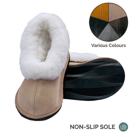 Cosy Shepherd Slippers | Non-Slip TPU Sole | Sheepskin & Suede | MADE TO ORDER