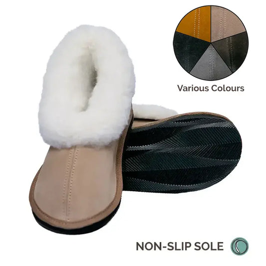 Cosy Shepherd Slippers | Non-Slip TPU Sole | Sheepskin & Suede | MADE TO ORDER