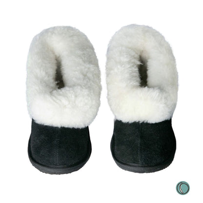 Cosy Shepherd Slippers | Black | Suede & Sheepskin