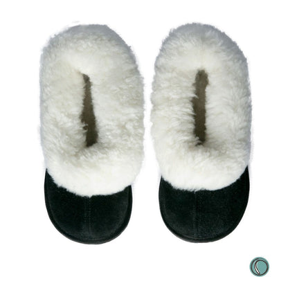 Cosy Shepherd Slippers | Black | Suede & Sheepskin