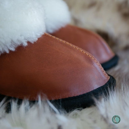 Cosy Shepherd Slippers | Gingerbread | Leather & Sheepskin