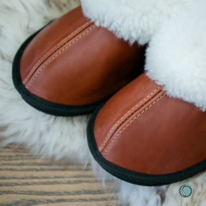 Cosy Shepherd Slippers | Gingerbread | Leather & Sheepskin
