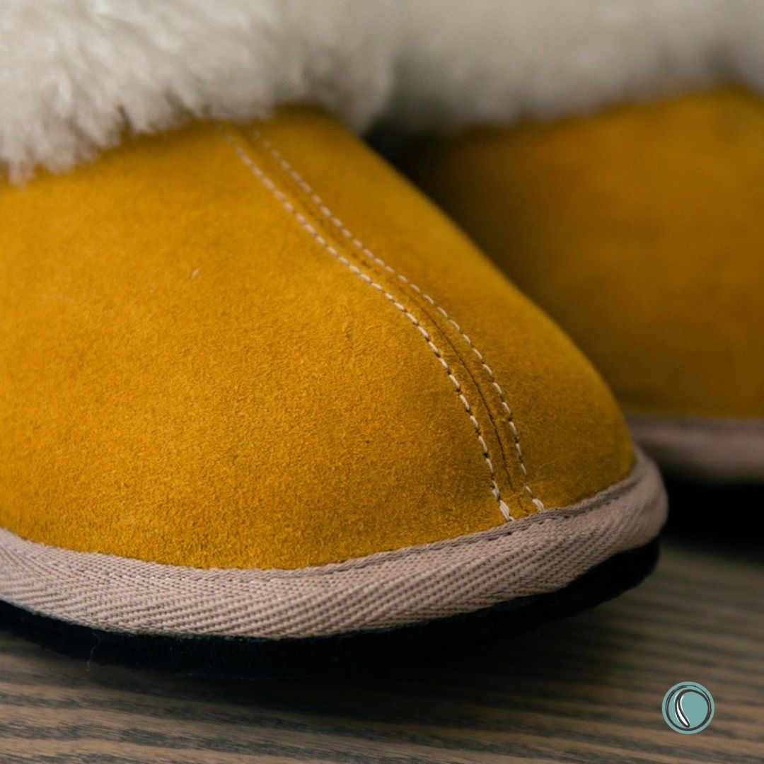 Cosy Shepherd Slippers | Mustard | Suede & Sheepskin | MADE TO ORDER
