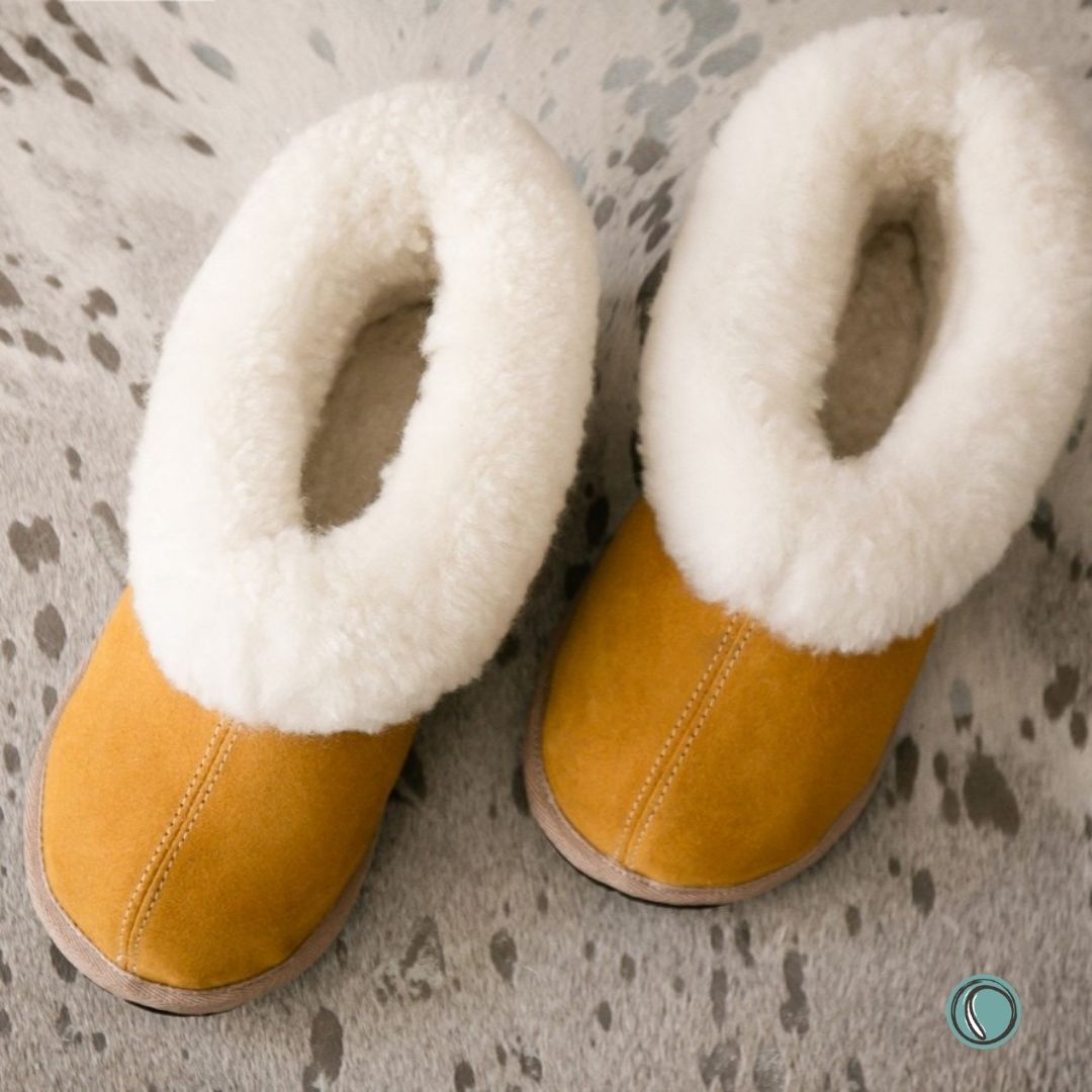 Cosy Shepherd Slippers | Mustard | Suede & Sheepskin | MADE TO ORDER