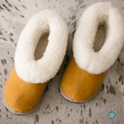 Cosy Shepherd Slippers | Mustard | Suede & Sheepskin | MADE TO ORDER
