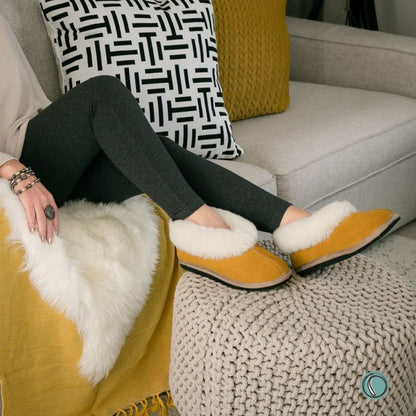 Cosy Shepherd Slippers | Mustard | Suede & Sheepskin | MADE TO ORDER