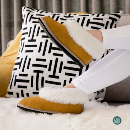 Cosy Shepherd Slippers | Mustard | Suede & Sheepskin | MADE TO ORDER