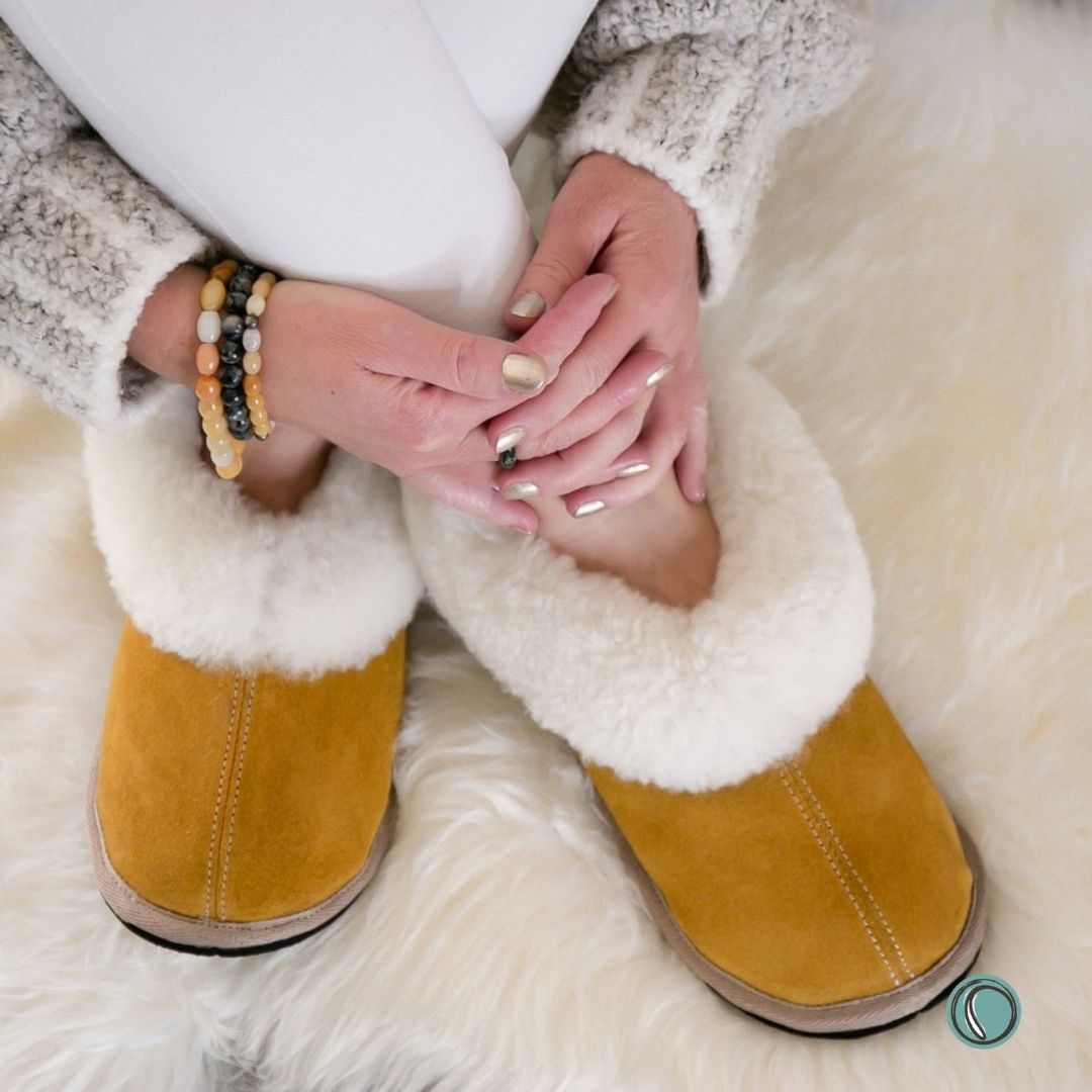 Cosy Shepherd Slippers | Mustard | Suede & Sheepskin | MADE TO ORDER