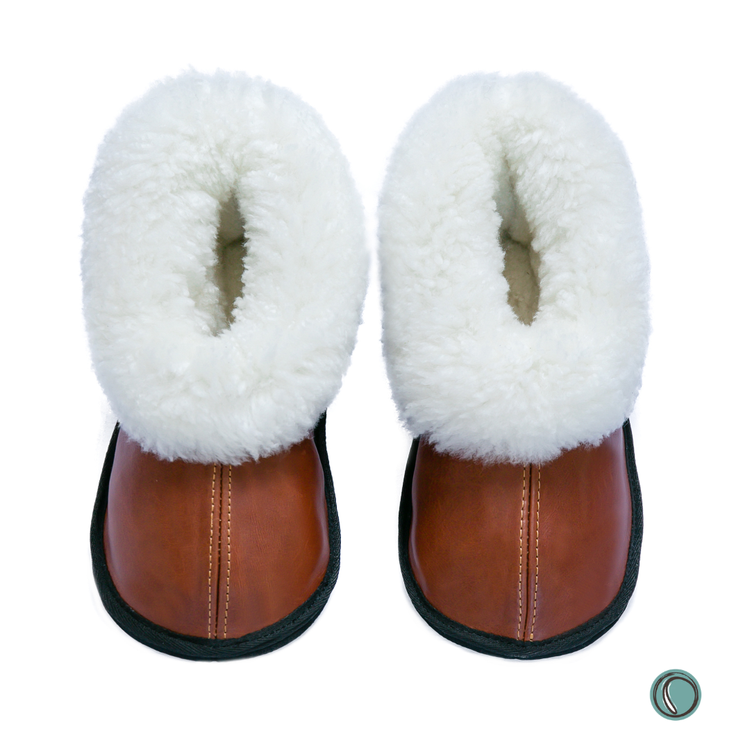 Sale | Size 6 | Cosy Shepherd Slippers | Non-Slip TPU Sole | Gingerbread | Sheepskin & Leather