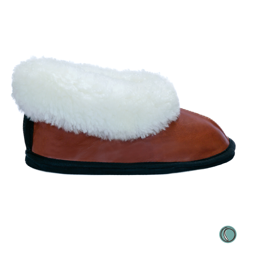 Cosy Shepherd Slippers | Gingerbread | Leather & Sheepskin
