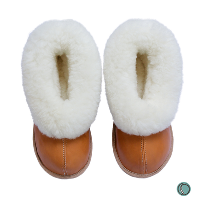Cosy Shepherd Slippers | Toffee | Leather & Sheepskin