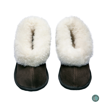 Cosy Shepherd Slippers | Chocolate | Suede & Sheepskin