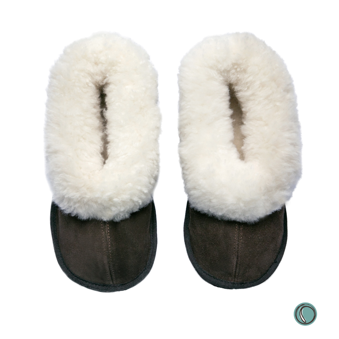 Cosy Shepherd Slippers | Chocolate | Suede & Sheepskin