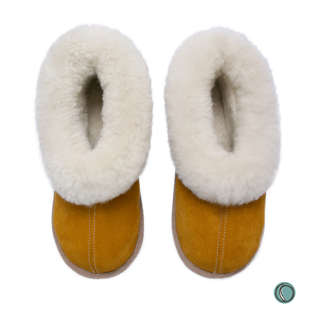Cosy Shepherd Slippers | Mustard | Suede & Sheepskin | MADE TO ORDER