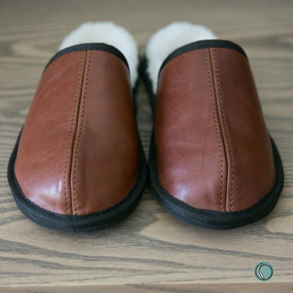 Mule Binding Collar Slippers | Slip-On | Gingerbread | Leather & Sheepskin