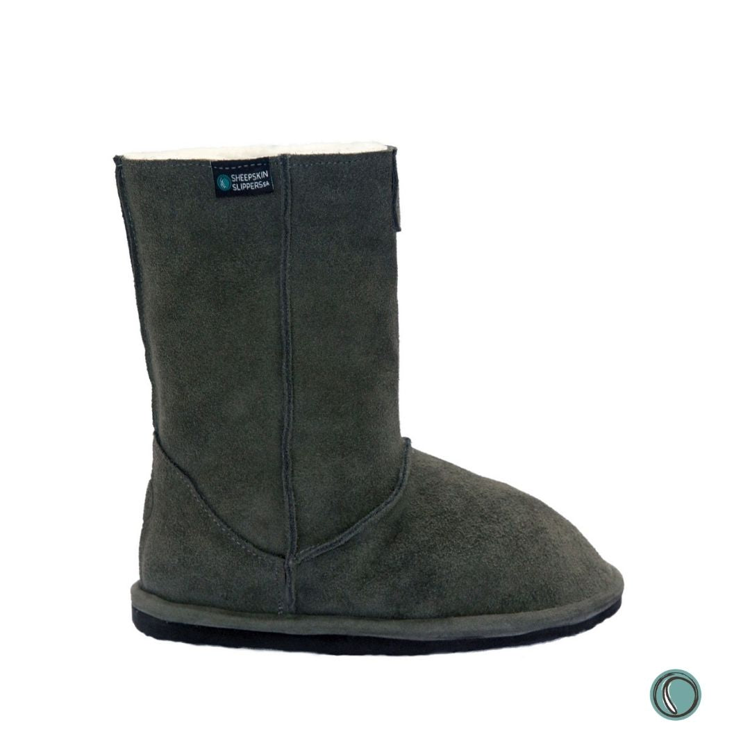 Hugg Boots | Mid-Calf | Olive-Grey | Sheepskin & Suede Boots | MADE TO ORDER