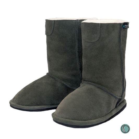 Hugg Boots | Mid-Calf | Olive-Grey | Sheepskin & Suede Boots | MADE TO ORDER