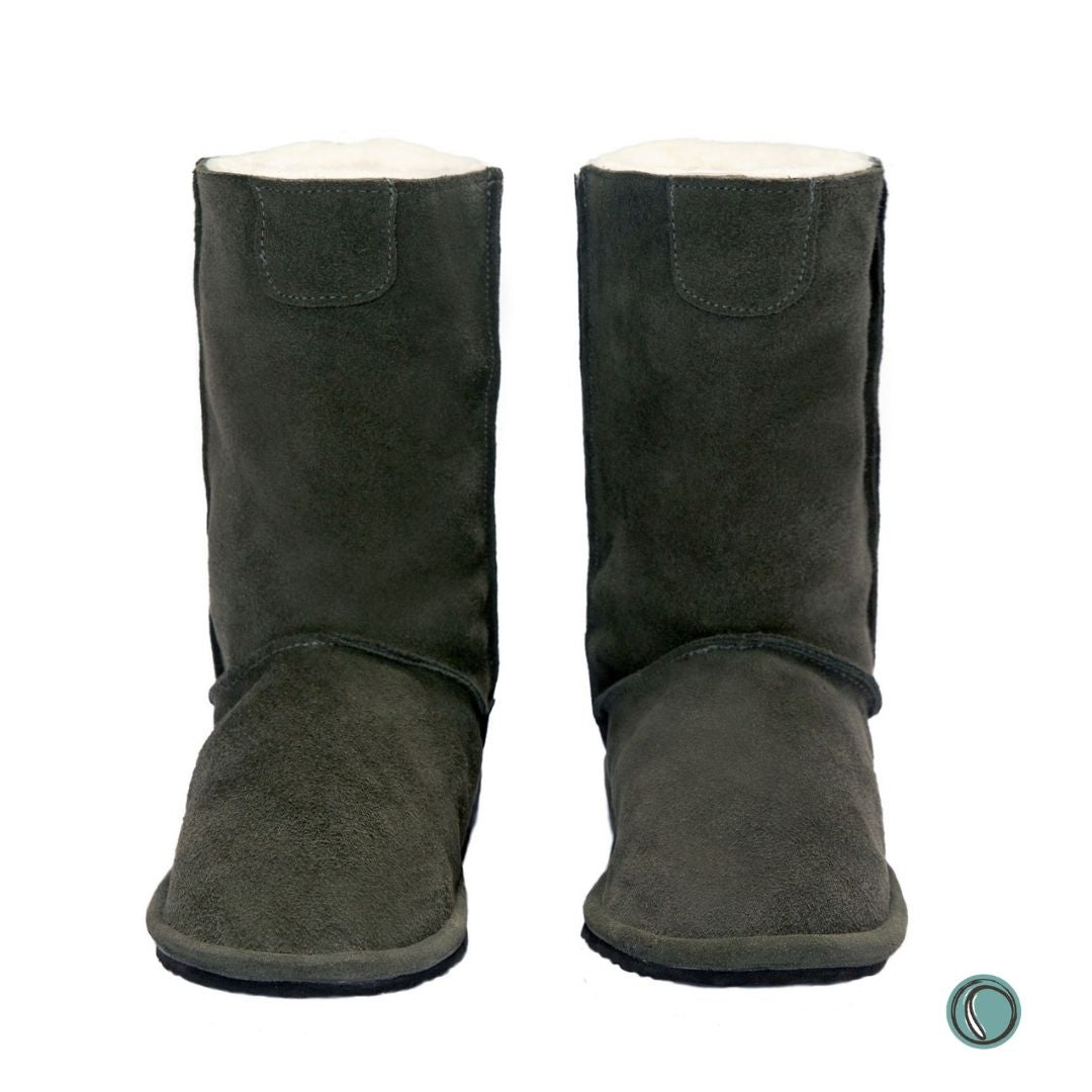 Hugg Boots | Mid-Calf | Olive-Grey | Sheepskin & Suede Boots | MADE TO ORDER
