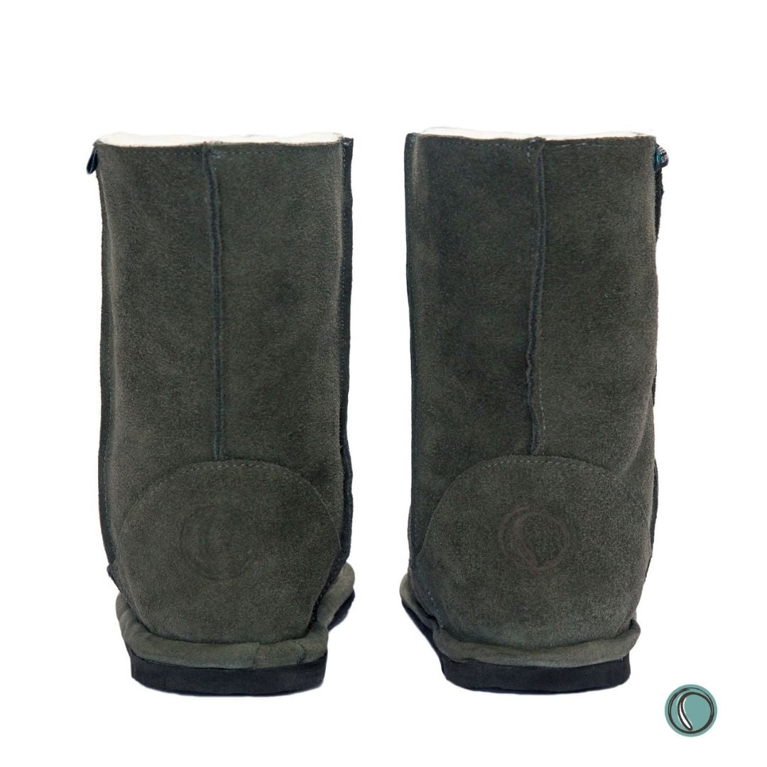 Hugg Boots | Mid-Calf | Olive-Grey | Sheepskin & Suede Boots | MADE TO ORDER