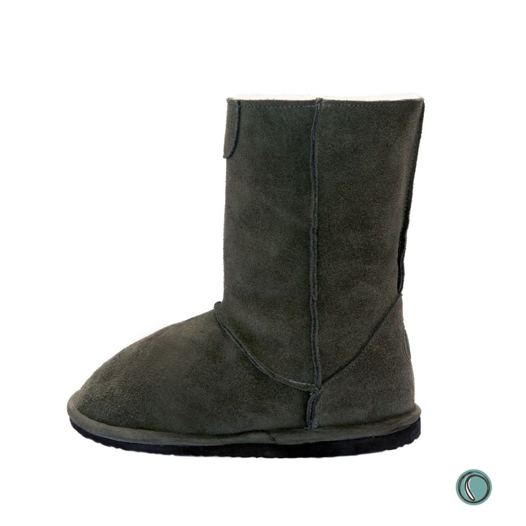 Hugg Boots | Mid-Calf | Olive-Grey | Sheepskin & Suede Boots | MADE TO ORDER