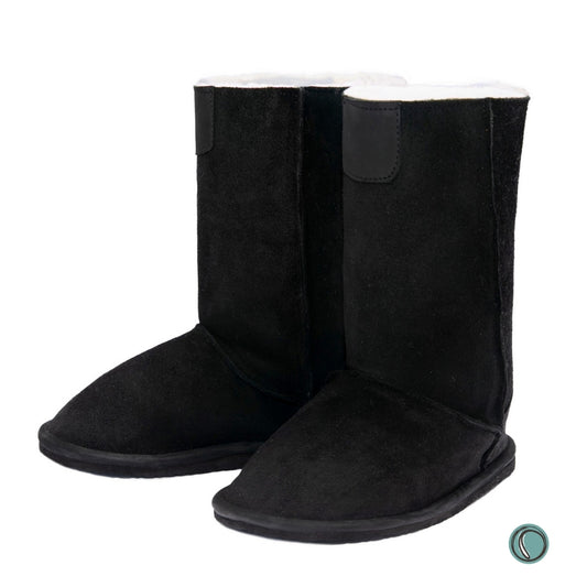 Hugg Boots | Mid-Calf | Black | Sheepskin & Suede