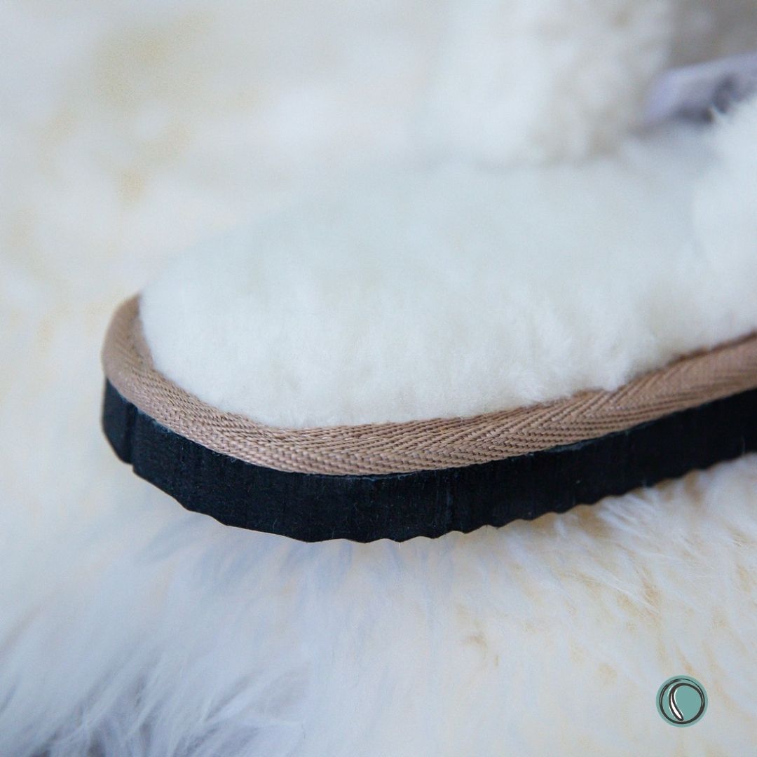 Mule Wool Collar Slipper | Slip-On | Ballet Pink | Leather & Sheepskin