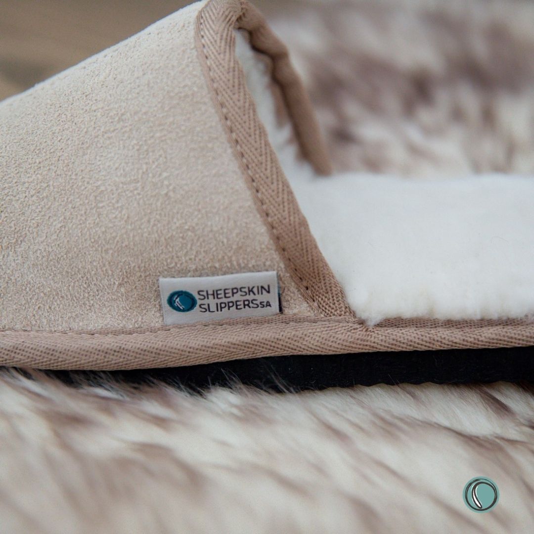 Mule Binding Collar Slippers | Slip-On | Stone | Suede & Sheepskin