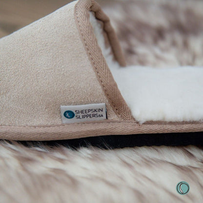 Mule Binding Collar Slippers | Slip-On | Stone | Suede & Sheepskin
