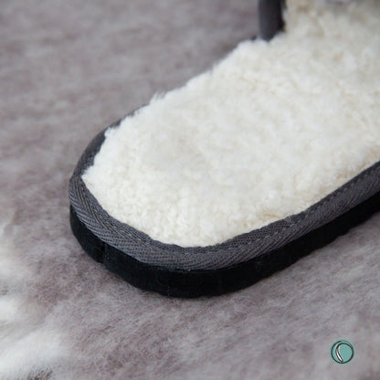 Mule Binding Collar Slippers | Slip-On | Charcoal | Suede & Sheepskin