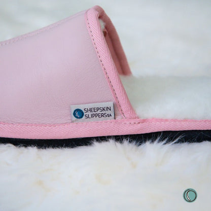 Mule Binding Collar Slippers | Slip-On | Rosy Pink | Leather & Sheepskin