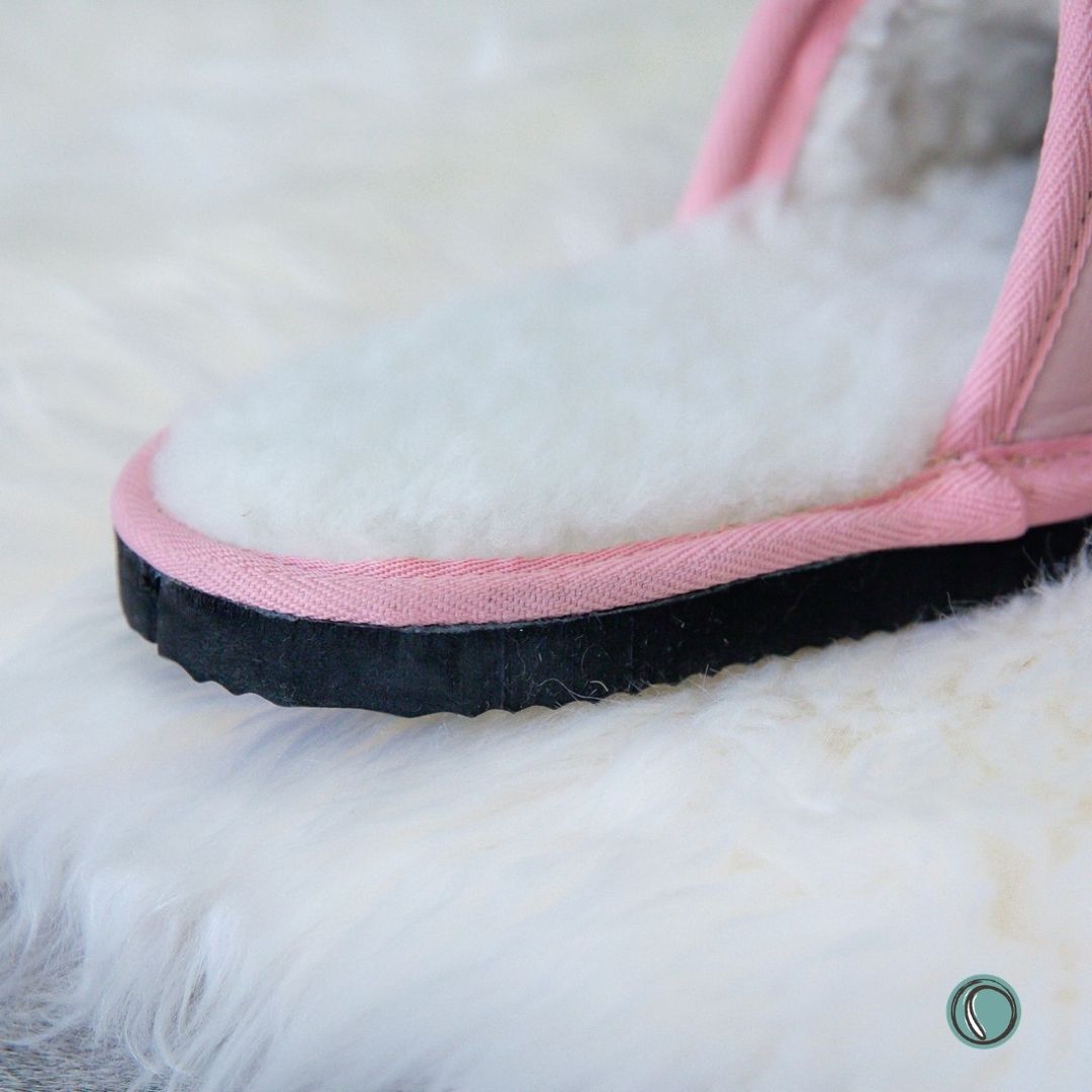 Mule Binding Collar Slippers | Slip-On | Rosy Pink | Leather & Sheepskin