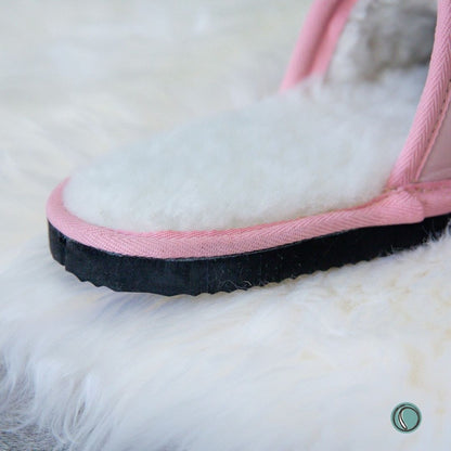 Mule Binding Collar Slippers | Slip-On | Rosy Pink | Leather & Sheepskin